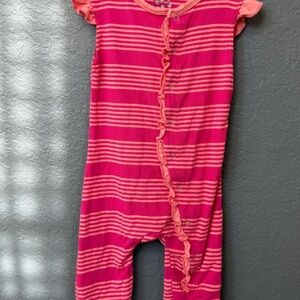 KicKee pants 3-6 mo Pink and Orange Striped Baby Romper